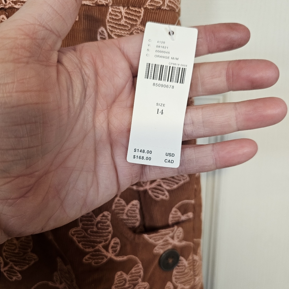 Maeve By Anthropologie Rust Floral Embroidered Print Corduroy Mini Skirt - Picture 5 of 9